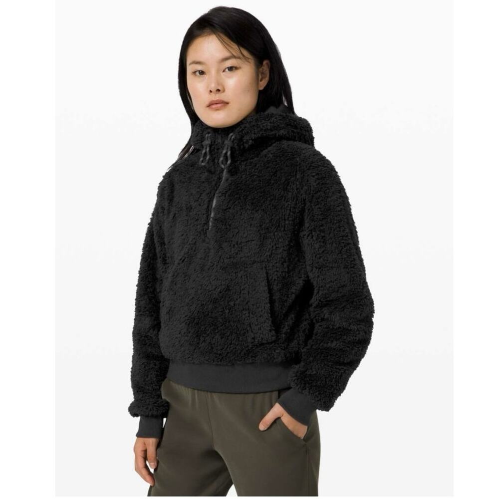 Lululemon‎ Oh So Sherpa Half Zip Black Women’s Size 6 Pullover Sweater Jacket - Picture 2 of 11